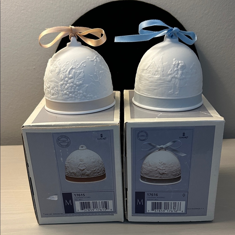 Lladro Fall and Winter bells with box